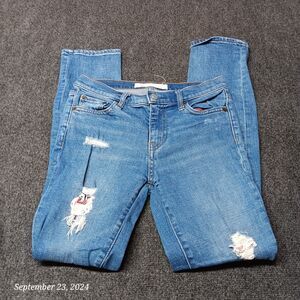 Gap 1969 Jeans Women 25 Regular Real Straight Distressed Stretch Low Rise‎ Pants